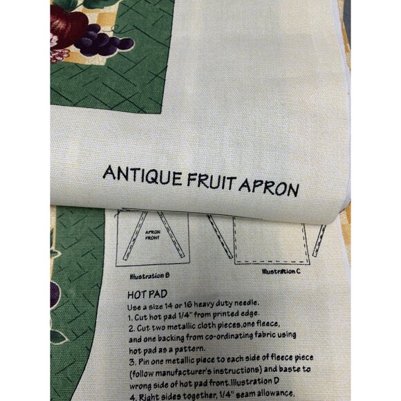Antique Fruit Apron Sewing Fabric Panel By Leslie Beck 1990s - Picture 11 of 12